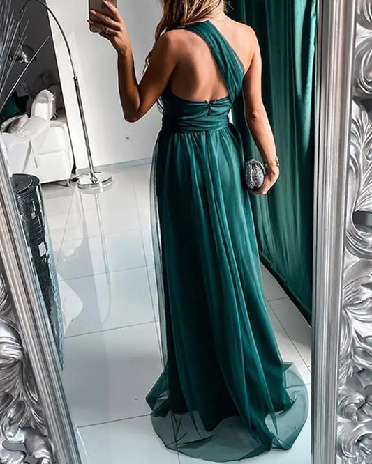 Temperament Commute Foreign Single Solid Color Strap Type Dress